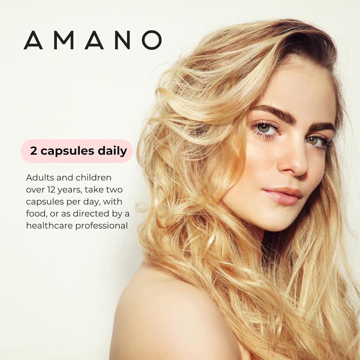 AMANO BEAUTY Pure Marine Collagen Supplement with Hyaluronic Acid and Vitamin C - GMO-Free Formula for Skin, Hair, Nails, and Joints - 30-Day Supply