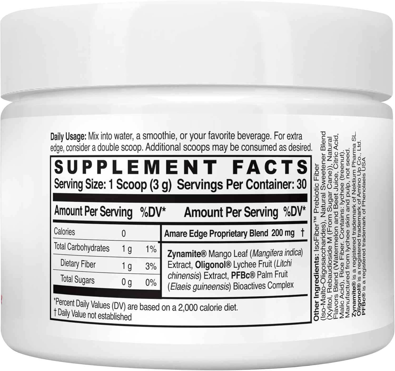 Amare Edge All Natural Nootropic Powder Drink for Endurance and Motivation in Watermelon