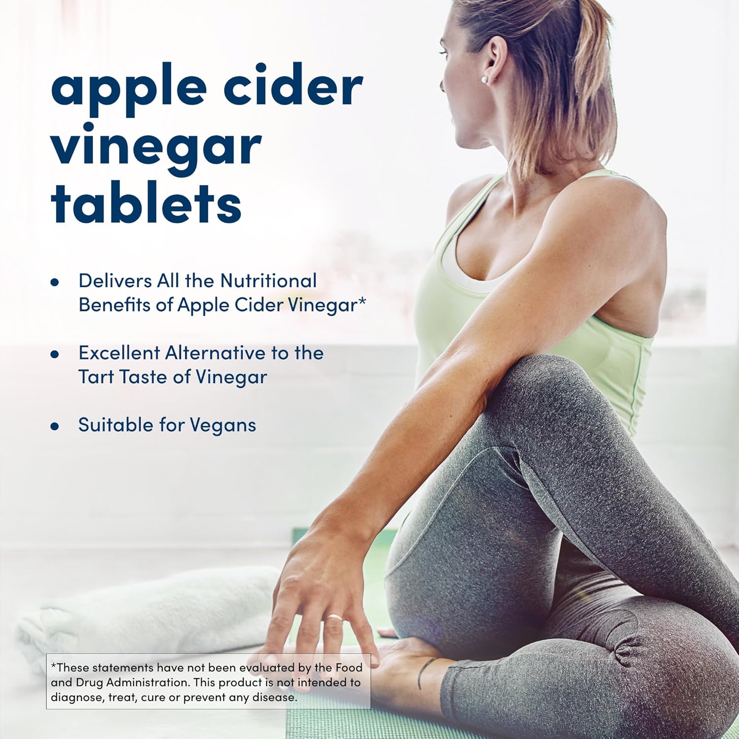 American Health Apple Cider Vinegar Tablets - 480mg Per Serving - Non-GMO, Vegetarian, Gluten Free - 100 Servings