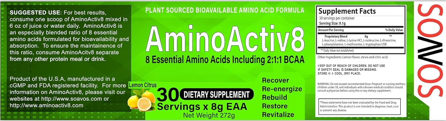 AMINOACTIV8 EAA Essential Amino Acid Powder by OPTISTASIS - Boost Muscle Growth and Recovery