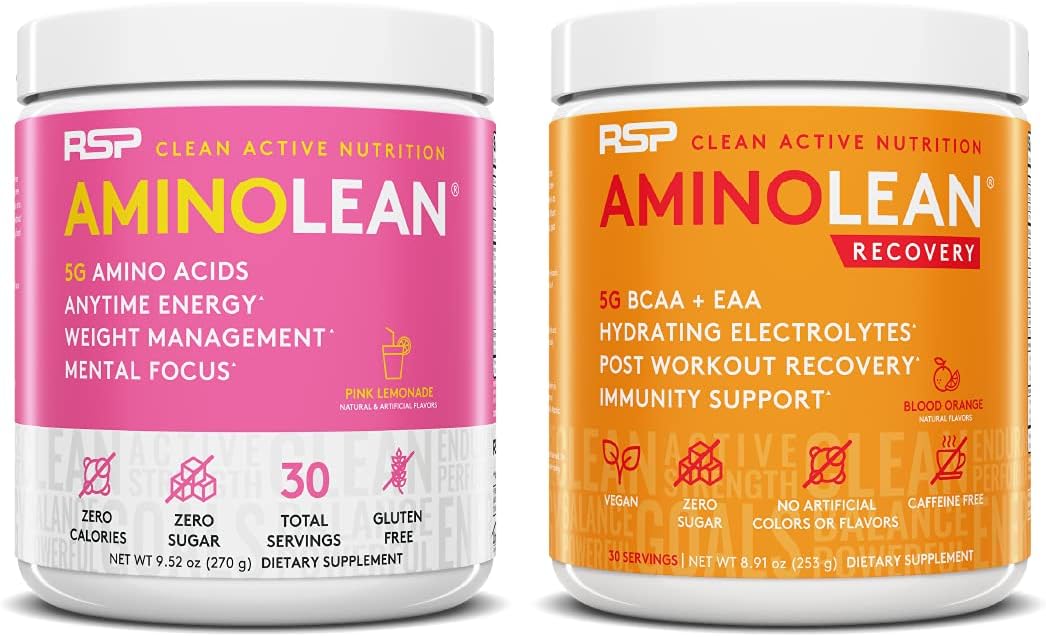AminoLean Pre & Post Workout Bundle - Pink Lemonade & Blood Orange (30 Servings Each) by RSP Nutrition