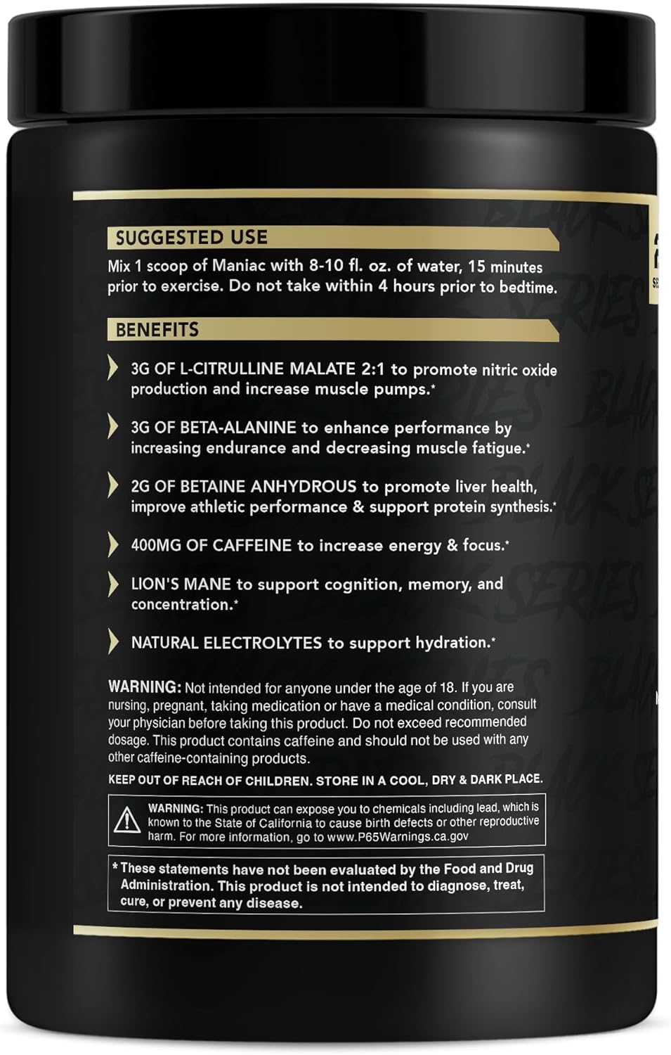 Anabolic Warfare Black Series Maniac Pre-Workout Powder - Apple Ambush Flavor, Boosts Nitric Oxide for Muscle Pumps and Protein Synthesis