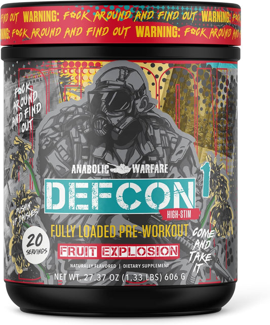 Anabolic Warfare Defcon1 High Stim Pre-Workout Powder - Fruit Explosion Flavor - 20 Servings