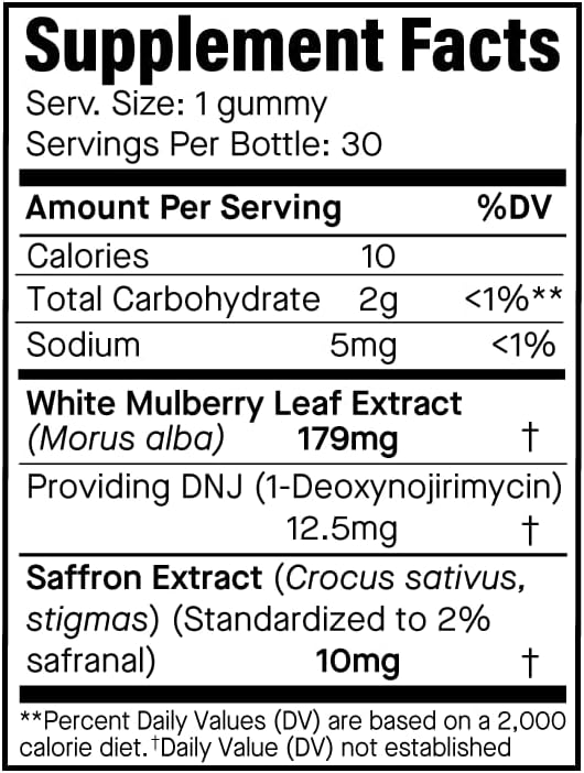 Ananda Wellness Carb Blocking Gummy with White Mulberry and Saffron, Metabolism & Energy Support, Blood Glucose Levels, Sugar Free, Orange - 30 Count