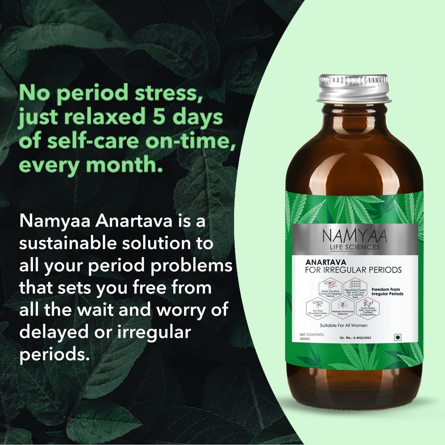 Anartava Menstrual Support Supplement - 500ml for Delayed & Irregular Periods, White