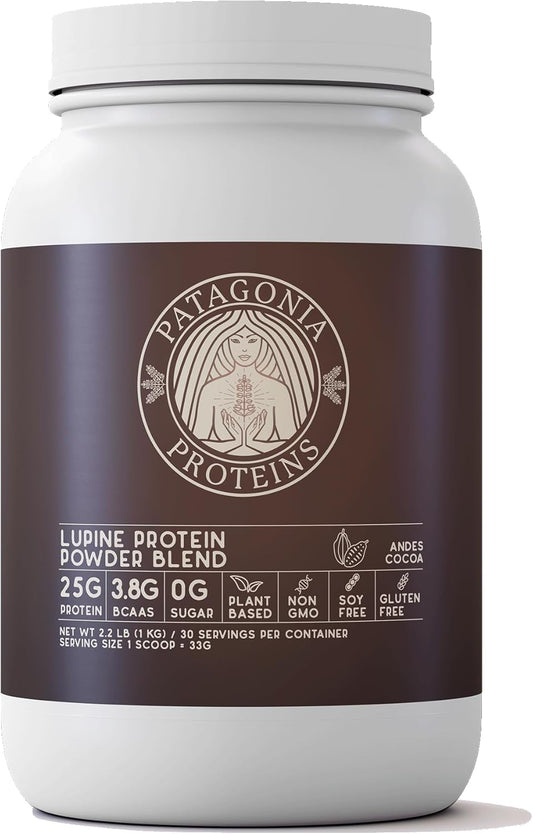 Andes Cocoa Vegan Protein Powder from Patagonia - 25g Protein, 110 Cal, 3.8g BCAAs, Plant-Based, Non-GMO, Sugar/Soy/Gluten Free - 30 Servings
