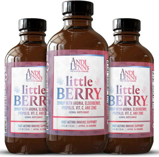 Andi Lynn's LittleBerry Elderberry Syrup for Kids with Vitamin C & Zinc - Immune Support Supplement 4 oz (3-Pack)