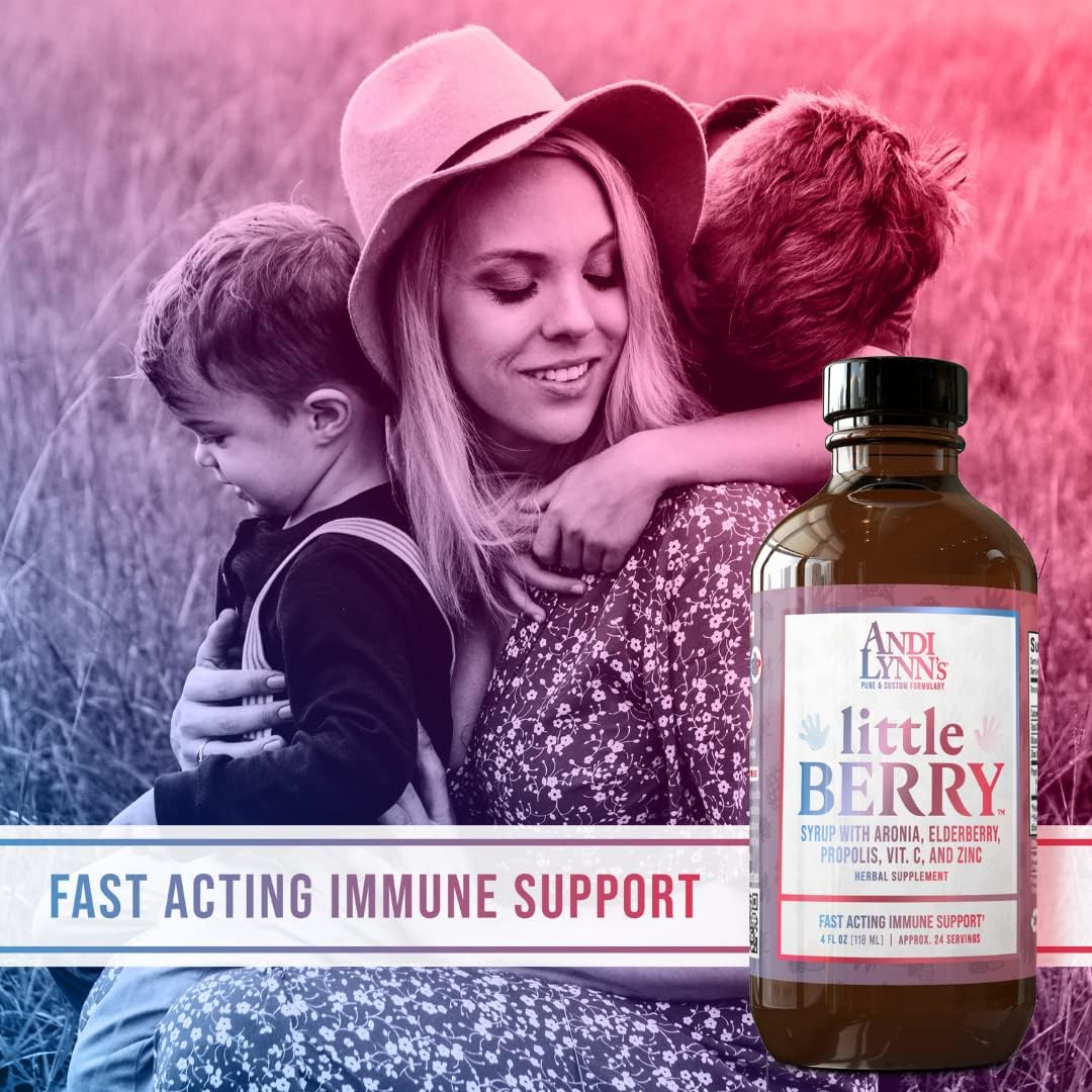 Andi Lynn's LittleBerry Elderberry Syrup for Kids with Vitamin C & Zinc - Immune Support Supplement 4 oz (3-Pack)