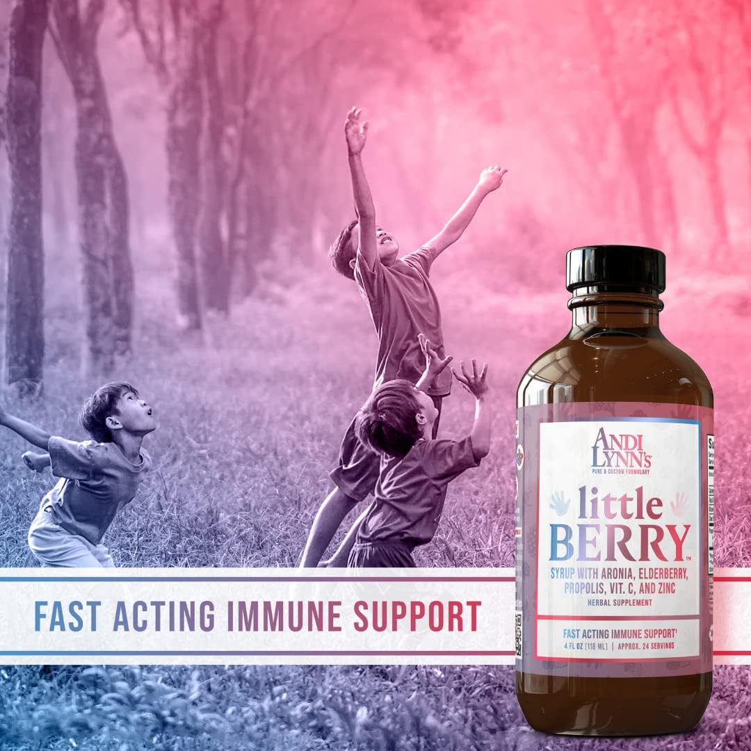 Andi Lynn's LittleBerry Elderberry Syrup for Kids with Vitamin C & Zinc - Immune Support Supplement 4 oz (3-Pack)