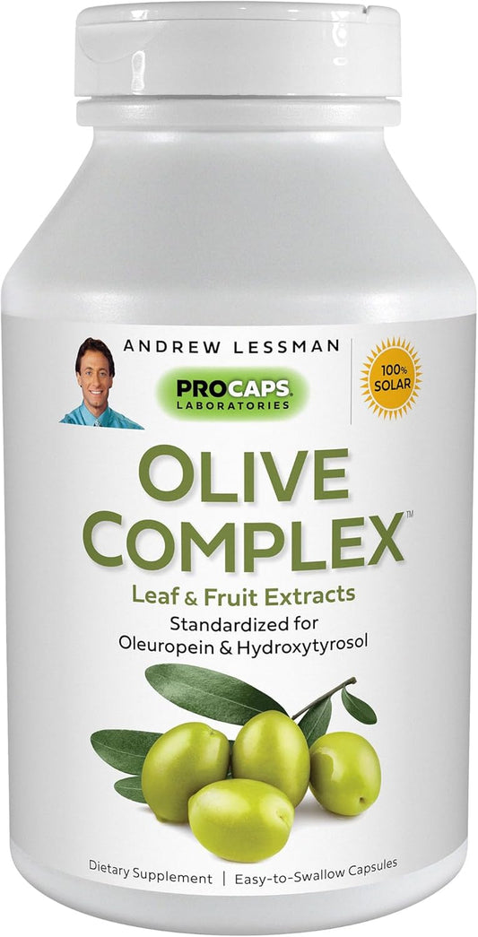 Andrew Lessman Olive Complex - 240 Capsules - Standardized Leaf and Fruit Extracts for Cardiovascular and Immune Health - Easy to Swallow Size