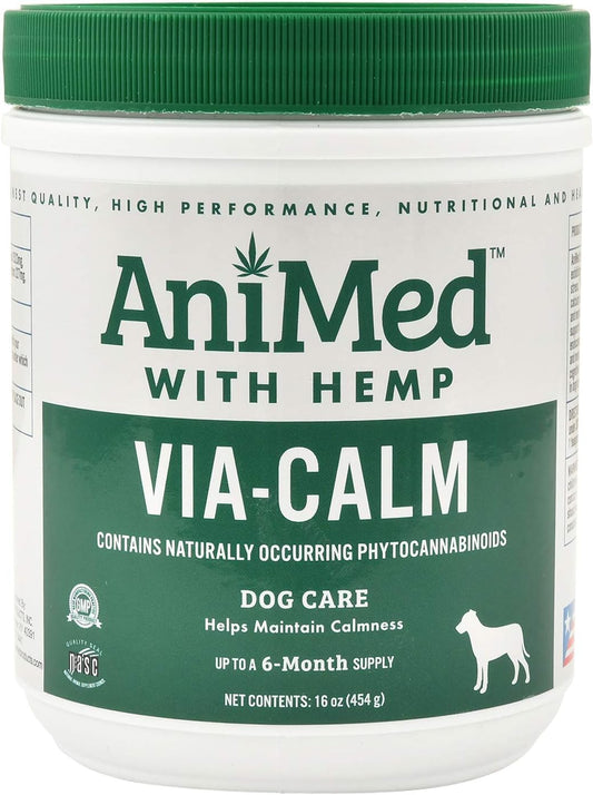 AniMed Canine Via Calm with metabolism booster 16oz - Natural Relaxation Supplement for Dogs