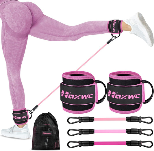 Ankle Resistance Bands with Cuffs for Leg & Hip Workout - Booty Exercise Equipment for Women