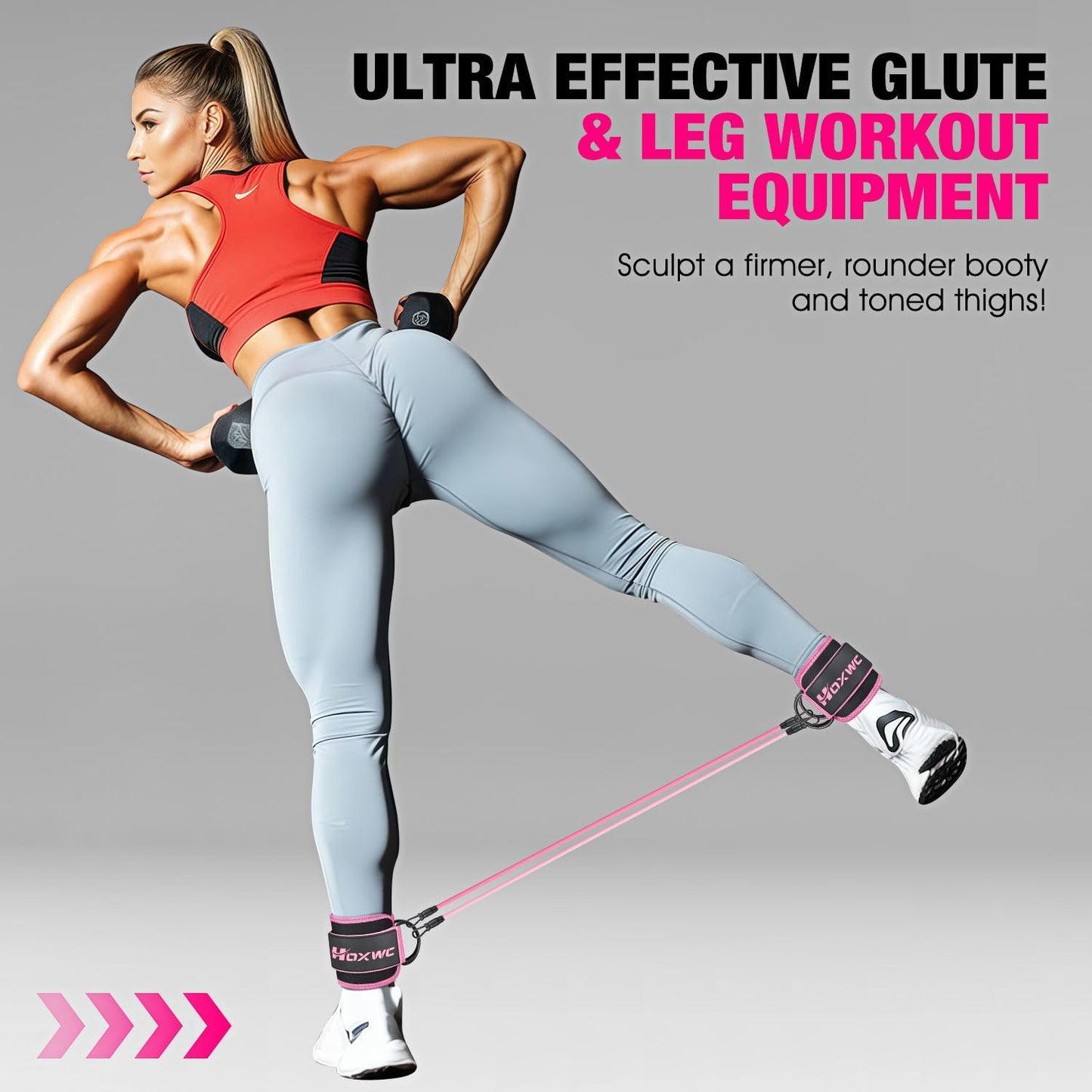 Ankle Resistance Bands with Cuffs for Leg & Hip Workout - Booty Exercise Equipment for Women