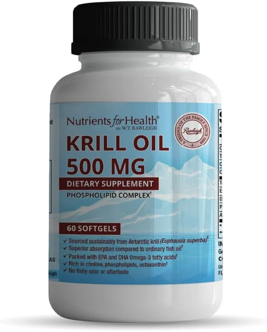 Antarctic Superba Krill Oil 500mg Softgels - Heart Health Dietary Supplement (60 Count)