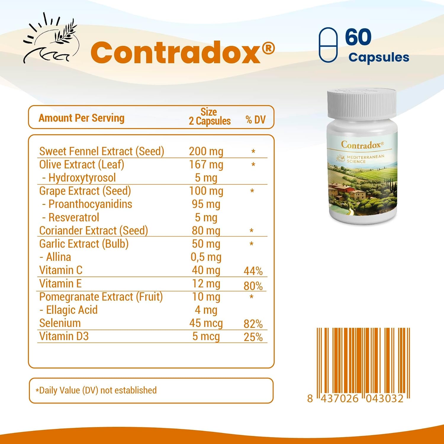 Anti-Aging Resveratrol Capsules with Vitamins E, C, D, and Selenium - Mediterranean Diet Supplement