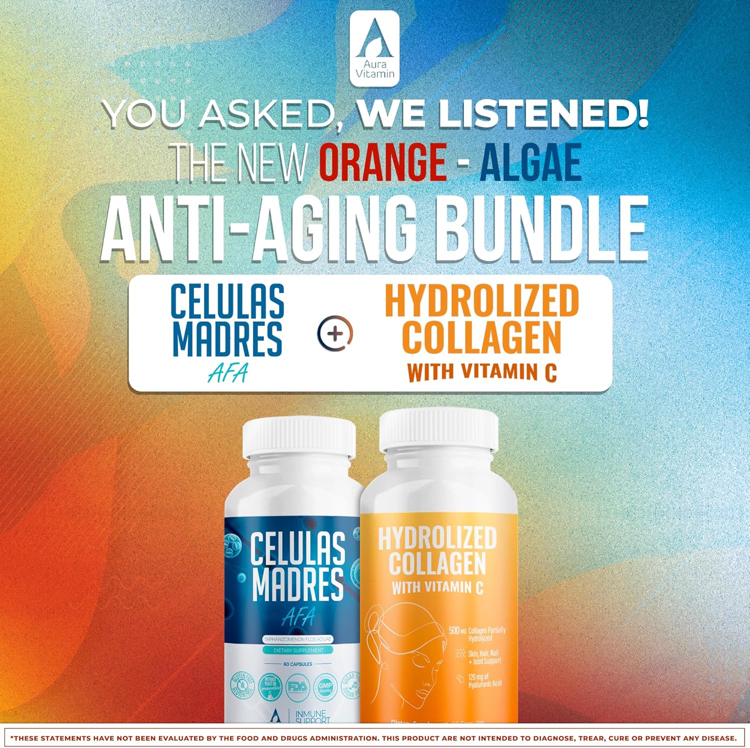 Antioxidant Mega Bundle: Collagen & Stem Cell Vitamins for Skin, Hair, & Nails - 180 Capsules