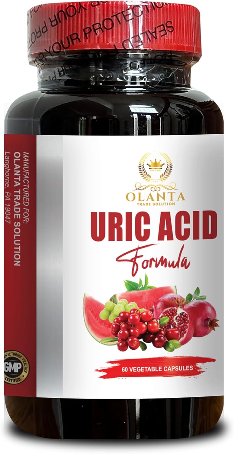 Antioxidant-Rich Uric Acid Support Capsules for Lowering Uric Acid Levels - Wellness Solution - 1 Bottle 60 Capsules