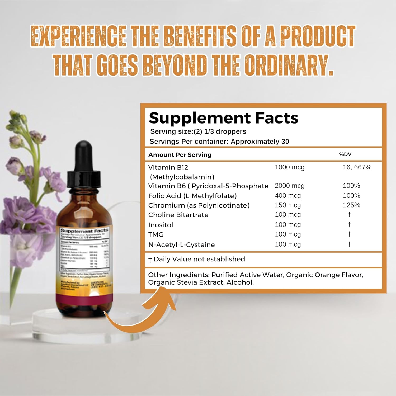 Anumed Lipotropic Complex Bundle: Folic Acid, Vitamin B12, B6 - Non GMO, Gluten Free - 2oz Drops with Key Chain