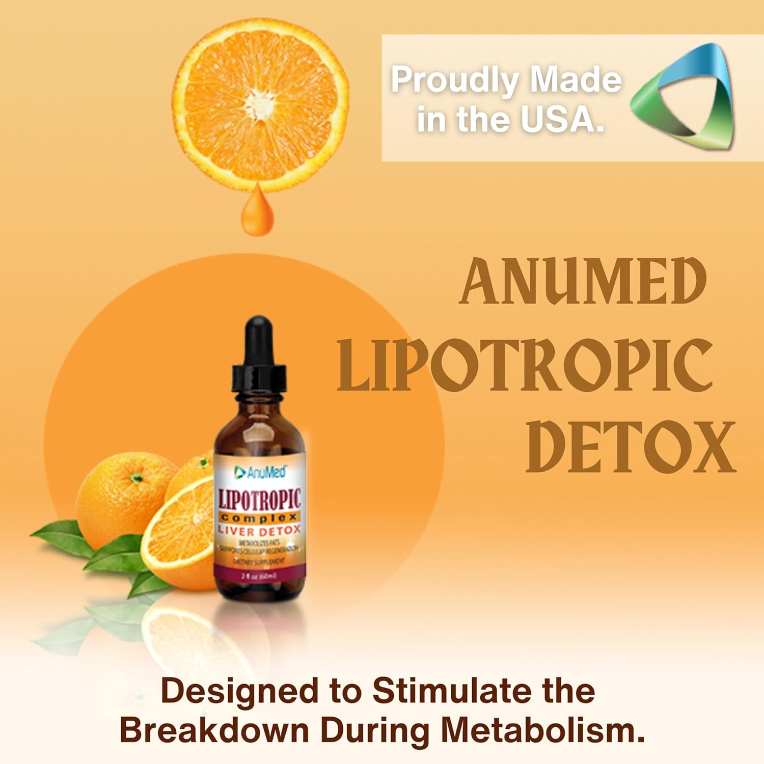 Anumed Lipotropic Complex Bundle: Folic Acid, Vitamin B12, B6 - Non GMO, Gluten Free - 2oz Drops with Key Chain