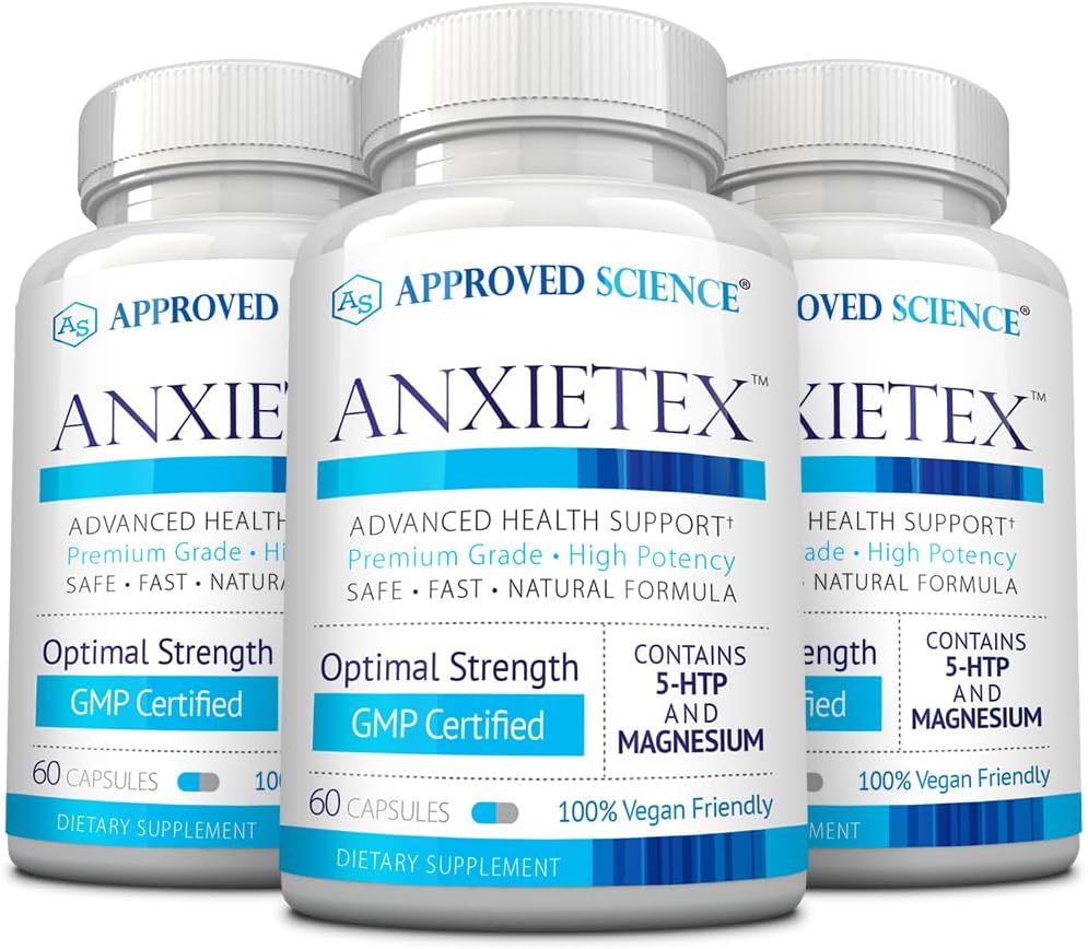 Anxietex by Approved Science - Natural Calm and Relaxation Supplement - Vegan L-Theanine and Magnesium Capsules - 3 Month Supply