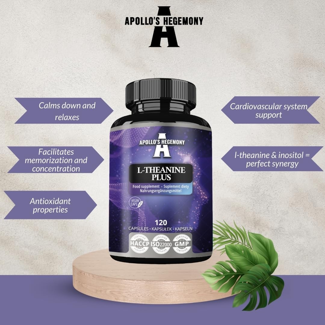Apollo's Hegemony L-Theanine & Myo-Inositol Capsules - 300mg - 120 Vegan Capsules - 4 Month Supply - Mental Clarity & Stress Support