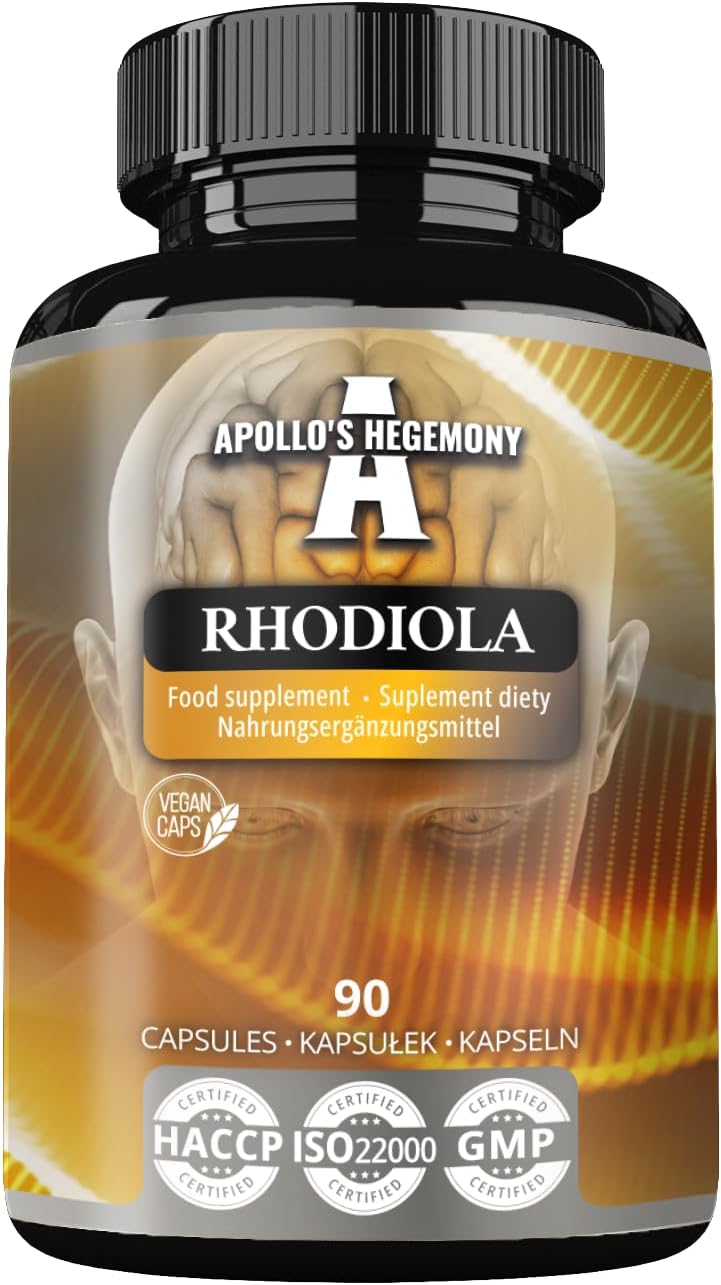 Apollo's Hegemony Rhodiola Rosea 125mg Extract, 90 Vegan Tablets, Reduce Fatigue & Improve Well-Being, Herbal Supplement