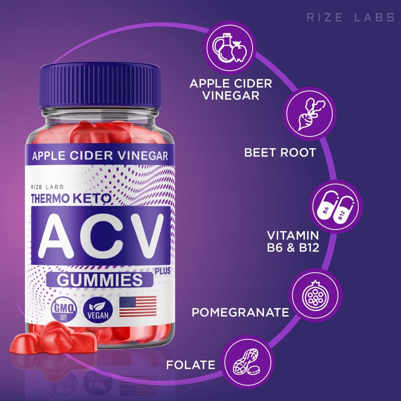 Apple Cider Vinegar Gummies for Advanced  Slimming Formula  - Reduce Belly Fat - Extra Strength Formula (120 Gummies)