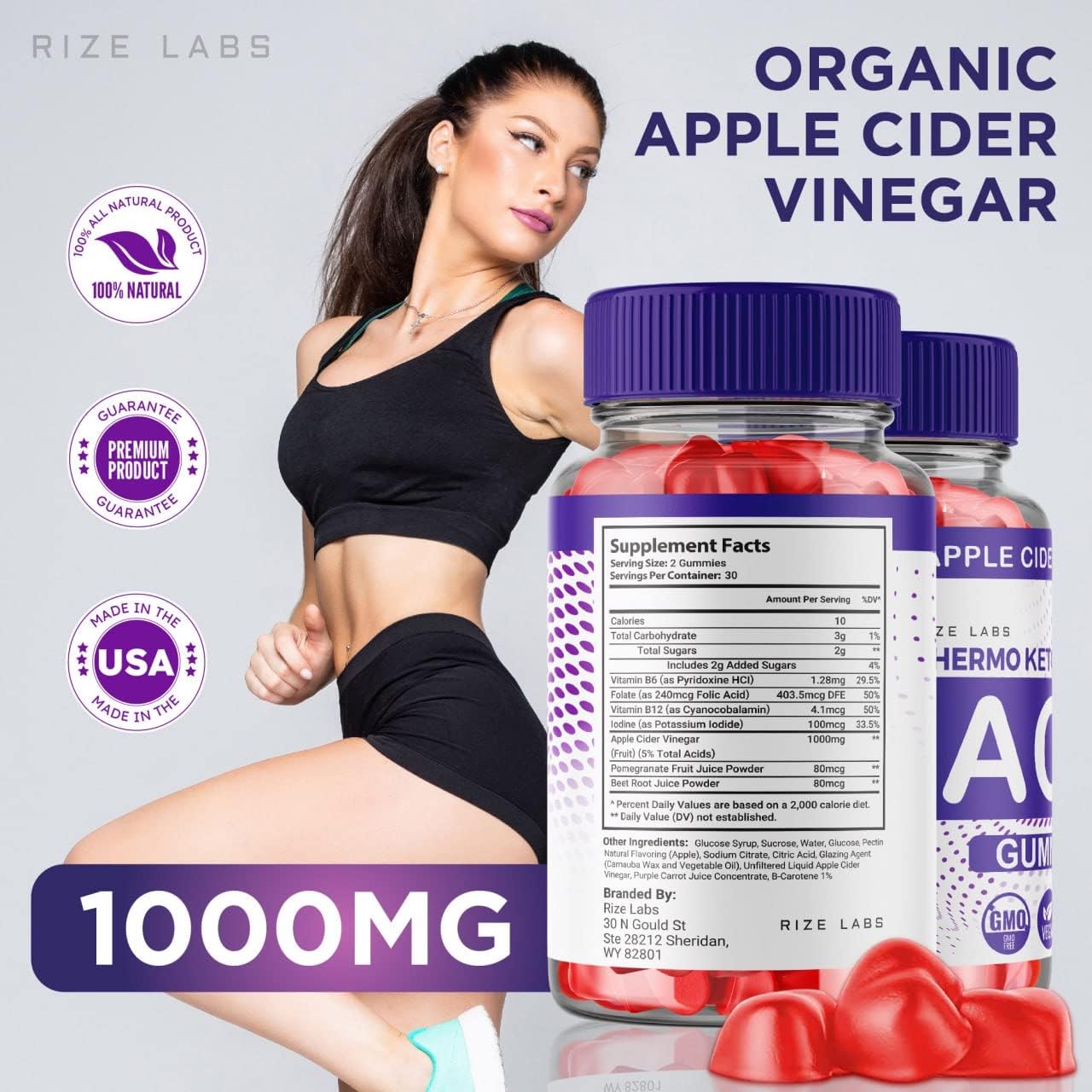 Apple Cider Vinegar Gummies for Advanced  Slimming Formula  - Reduce Belly Fat - Extra Strength Formula (120 Gummies)