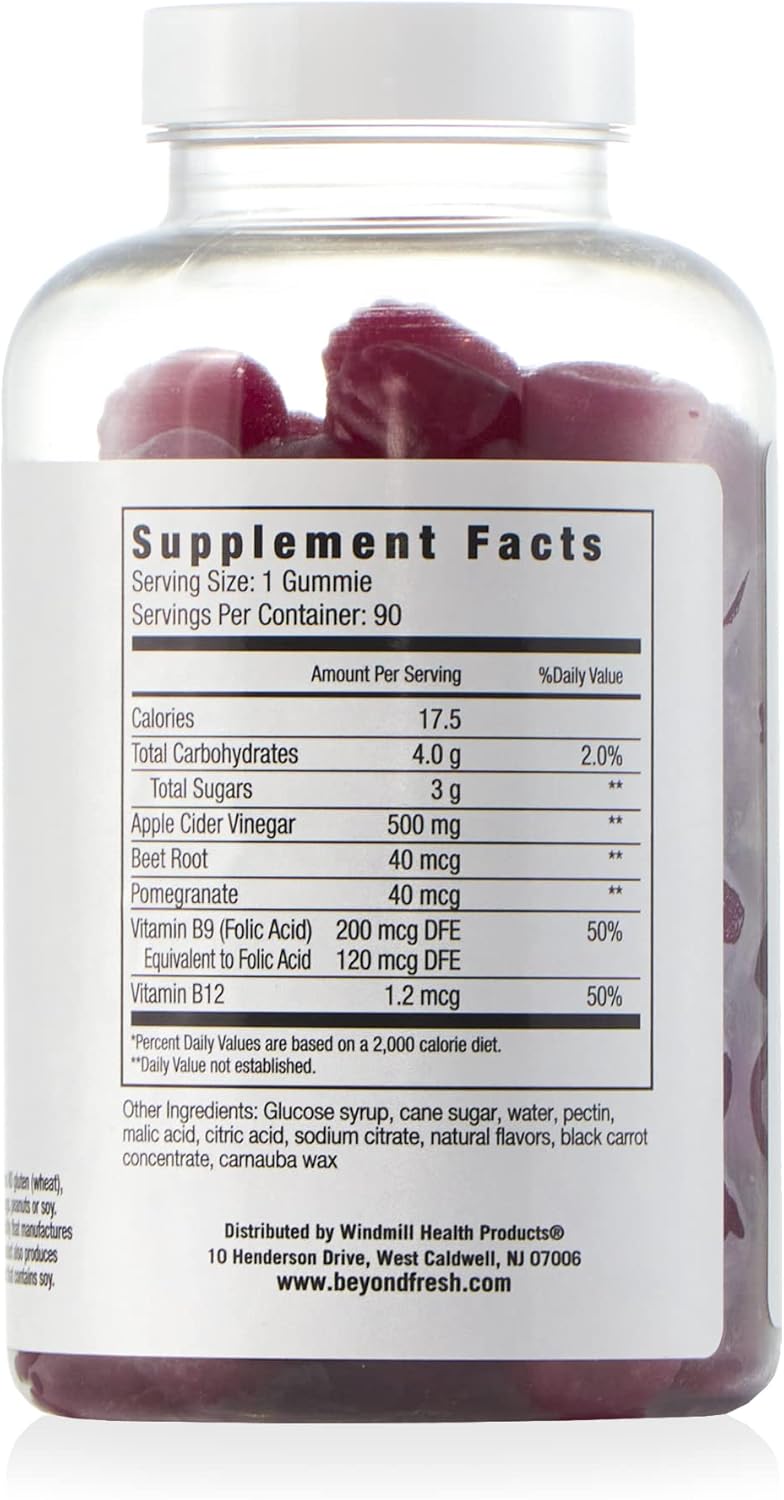 Apple Cider Vinegar Gummies for Digestion, Water Balance, and Energy Boost - Vegan, Dairy Free, Gluten Free - 90 Count