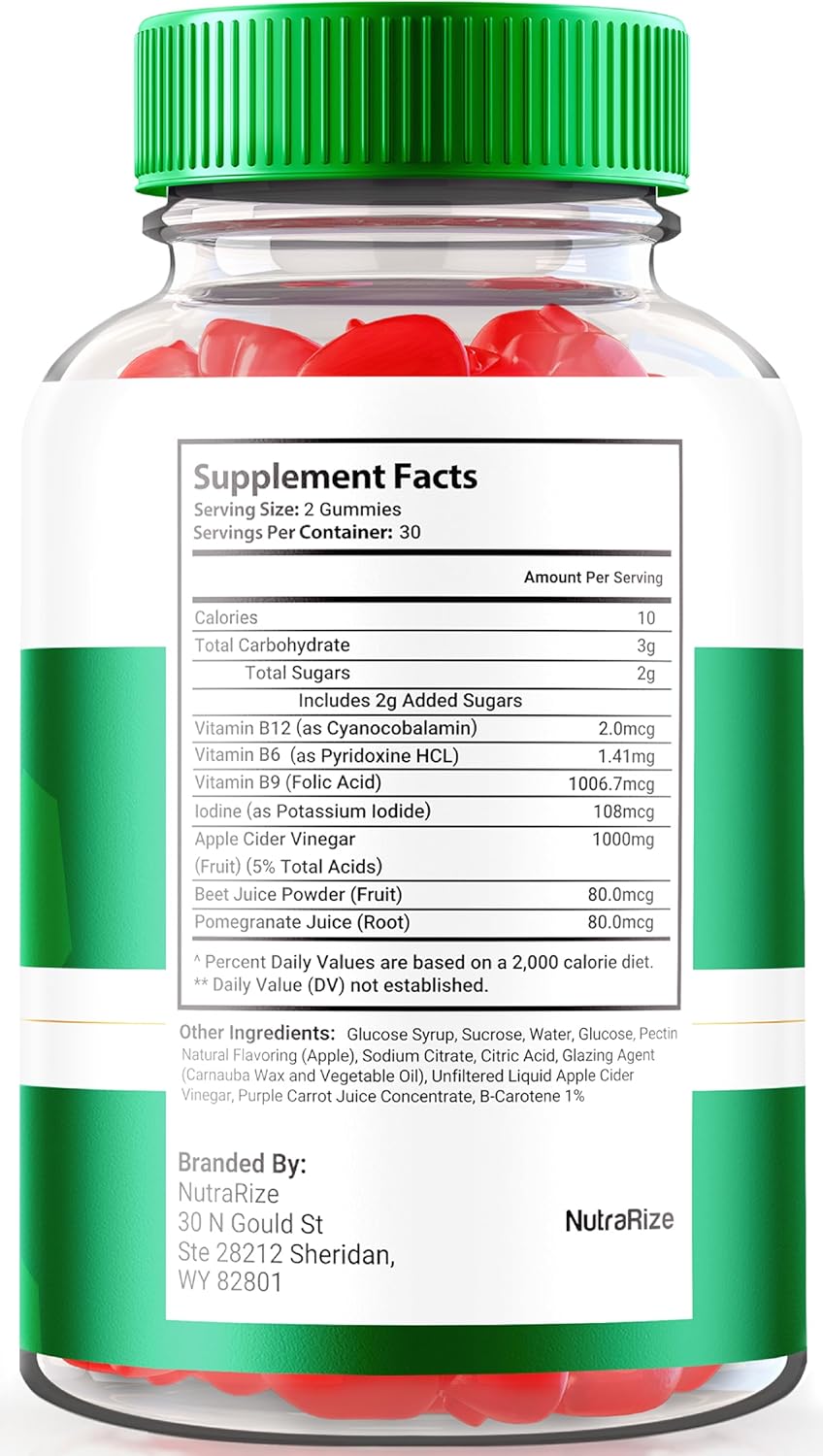 Apple Cider Vinegar Gummies for  Slimming Formula  - NutraRize PeakTrim Keto ACV Gummies - All Natural 1000MG Supplement to Support Fitness Goals - 60 Gummies
