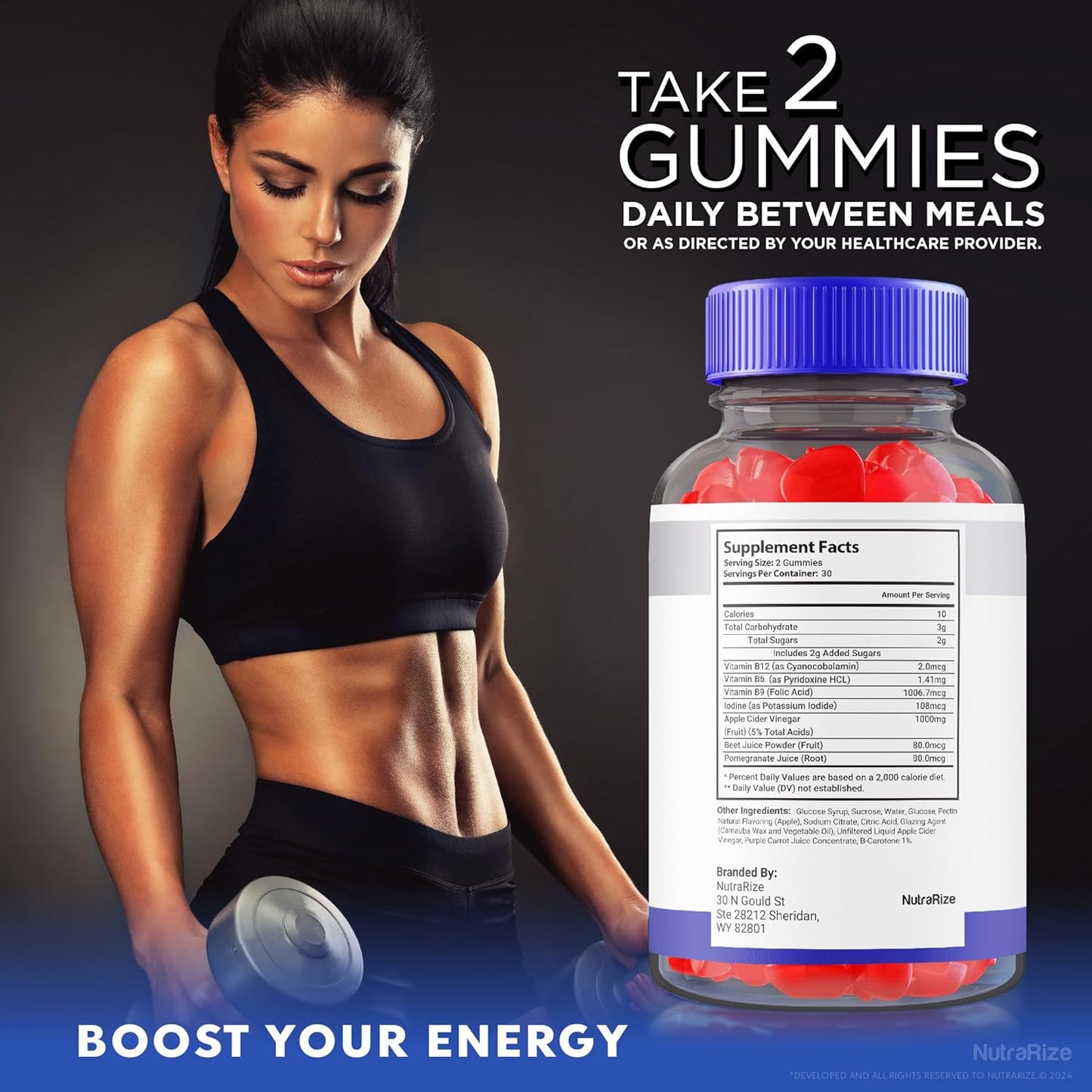 Apple Cider Vinegar Gummies for  Slimming Formula  - NutraRize Keto Plus ACV Supplement (60 Gummies)