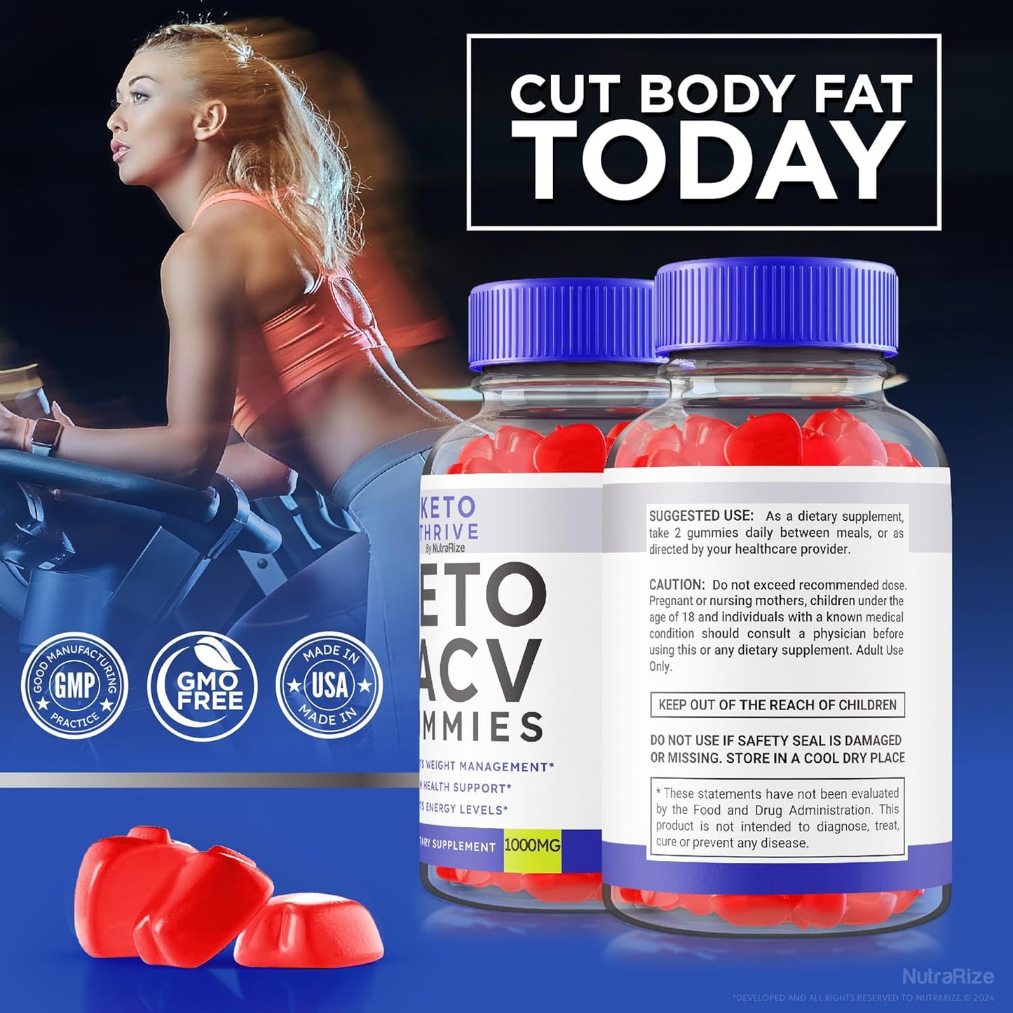 Apple Cider Vinegar Gummies for  Slimming Formula  - NutraRize Keto Plus ACV Supplement (60 Gummies)