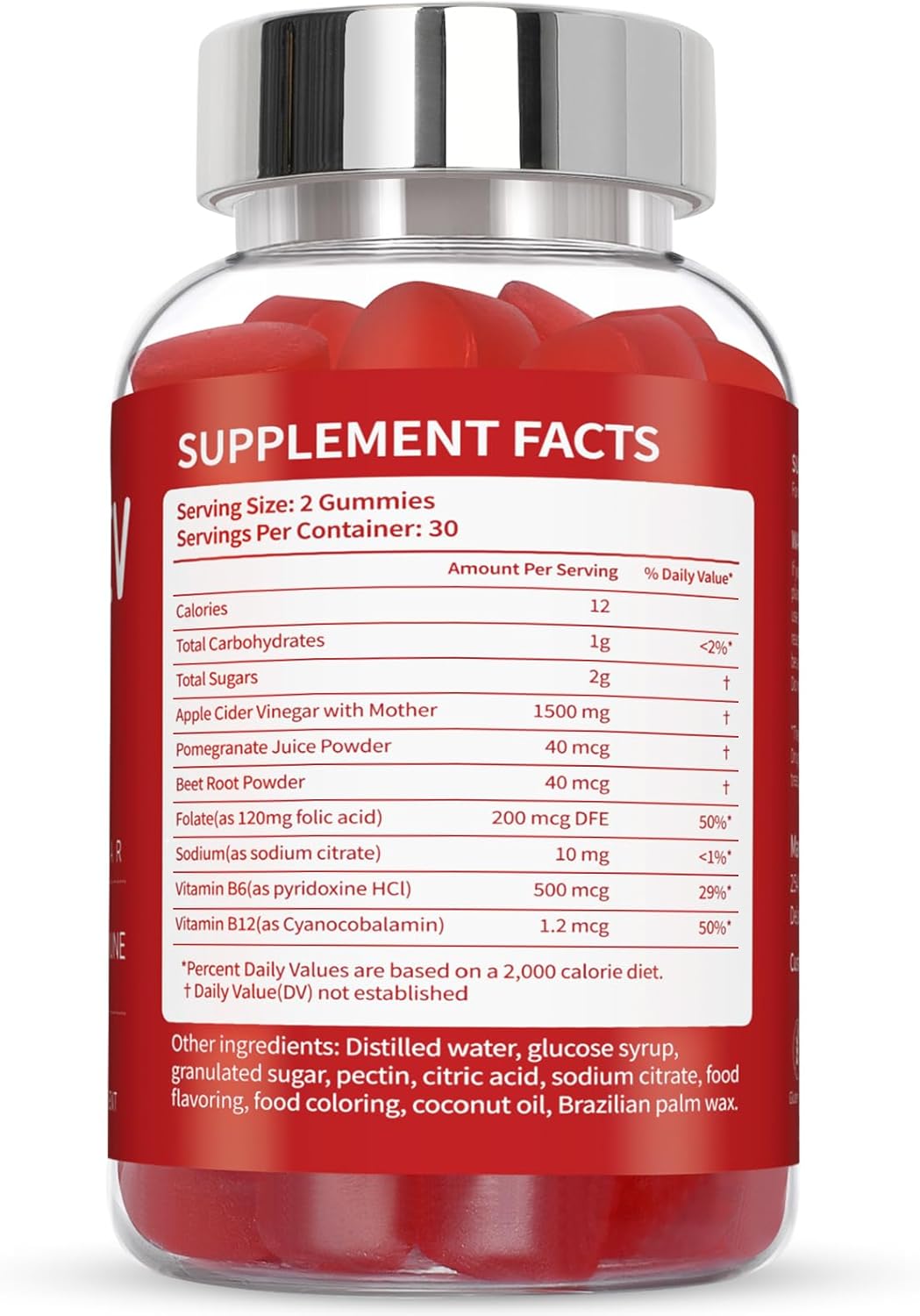 Apple Cider Vinegar Gummies with Vitamin B12 B6 - 60 Count for Men and Women