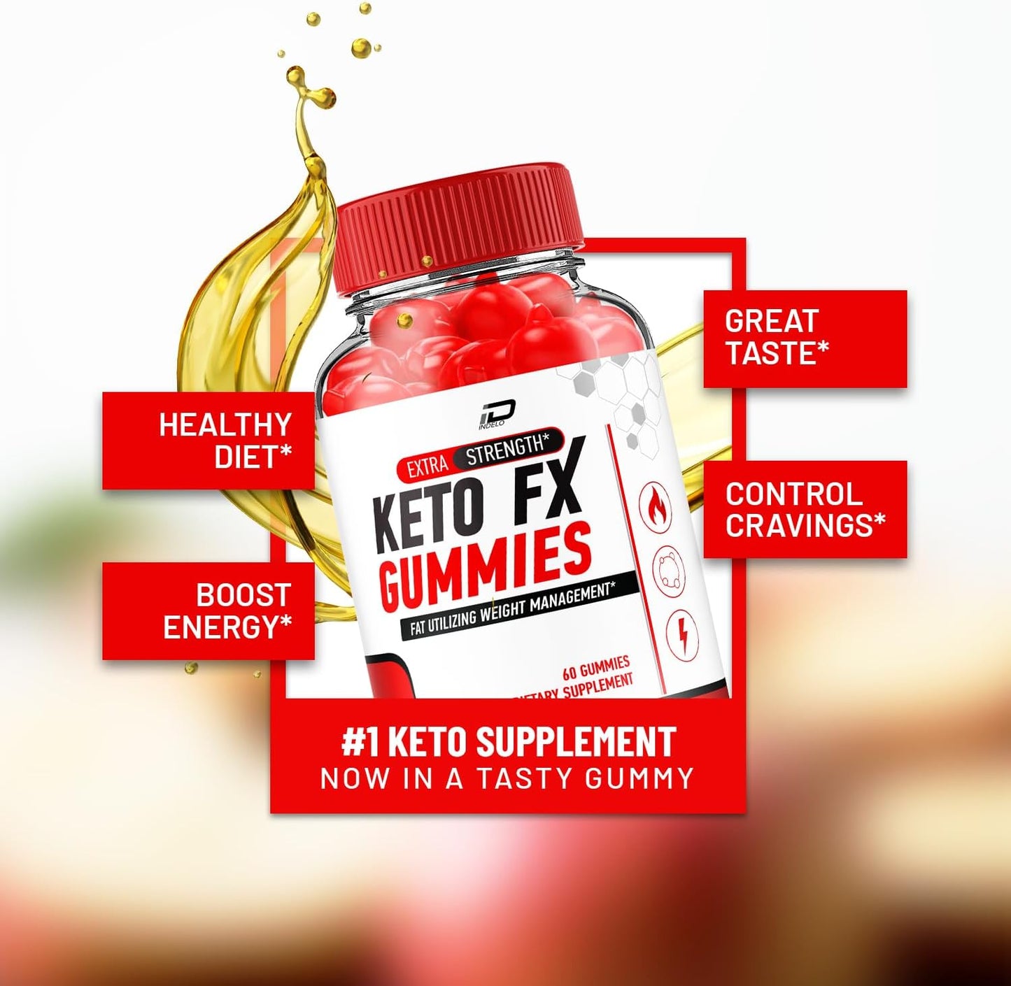 Apple Cider Vinegar Keto Gummies - Indelo Keto FX Supplement with Vitamin B12, 1000MG ACV Gummies, FX Keto Gummies (2 Pack)