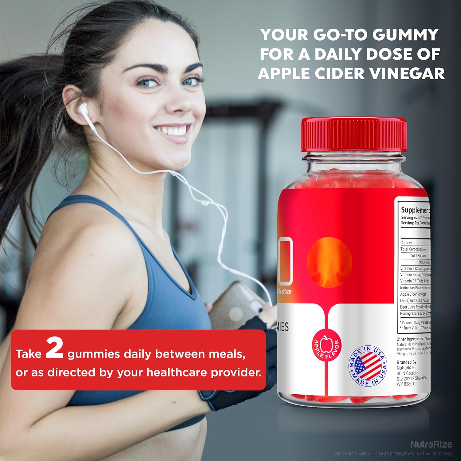 Apple Cider Vinegar + Keto Gummies for  Slimming Formula  - NutraRize Duo Keto ACV Gummies 2000mg - Natural ACV Formula - 60 Count