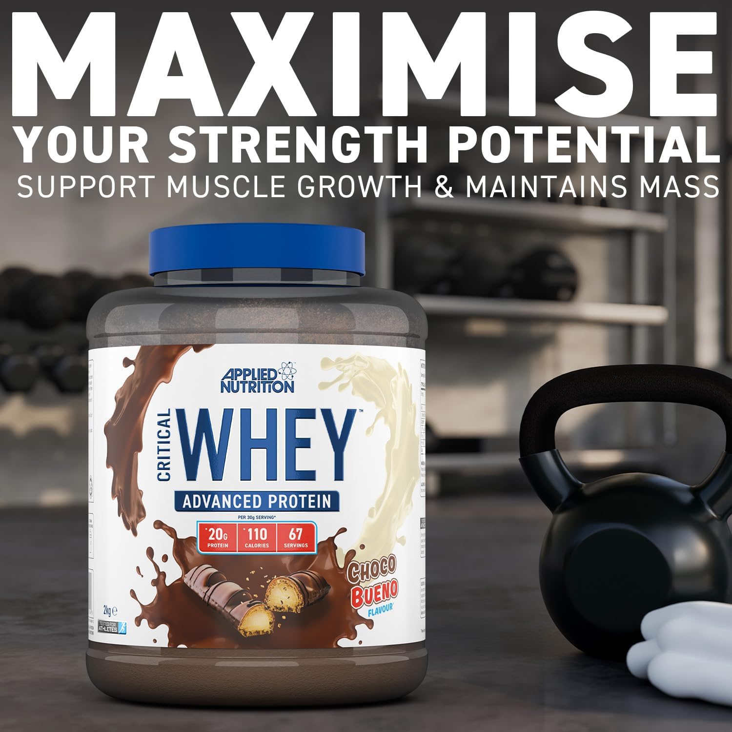 Applied Nutrition Critical Whey Protein Powder, Salted Caramel Flavor, 2000g Size - Premium Whey Protein Supplement for Muscle Building and Recovery
