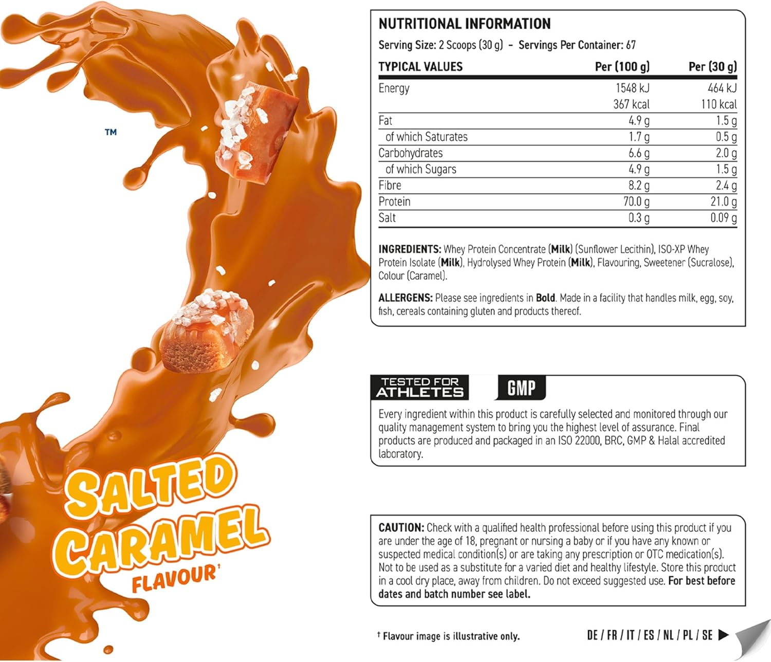 Applied Nutrition Critical Whey Protein Powder, Salted Caramel Flavor, 2000g Size - Premium Whey Protein Supplement for Muscle Building and Recovery