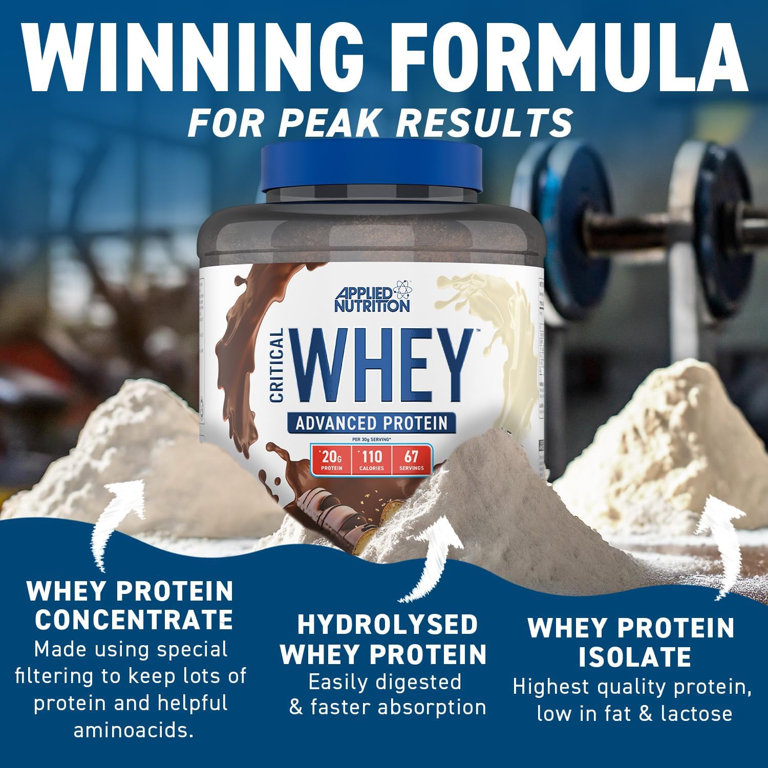 Applied Nutrition Critical Whey Protein Powder, Salted Caramel Flavor, 2000g Size - Premium Whey Protein Supplement for Muscle Building and Recovery