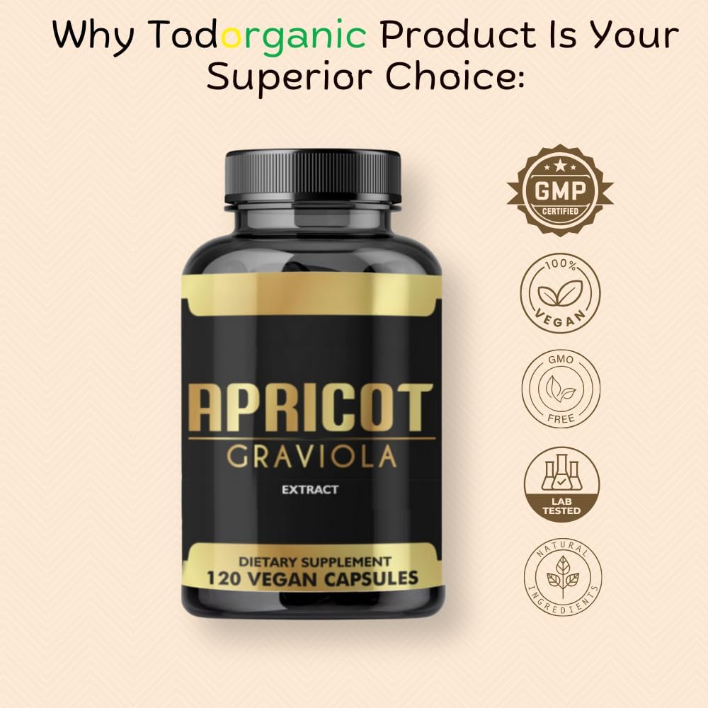 Apricot Soursop Graviola Capsules 10:1 Extract 1000mg (120 Count) - High Quality Dietary Supplement