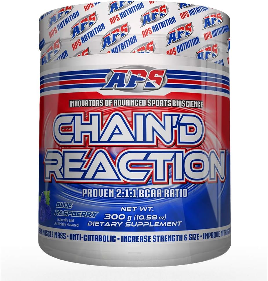 APS Nutrition Chain'd Reaction BCAA Amino Acid Recovery Aid, Blue Raspberry Flavor - 300g for Muscle Growth