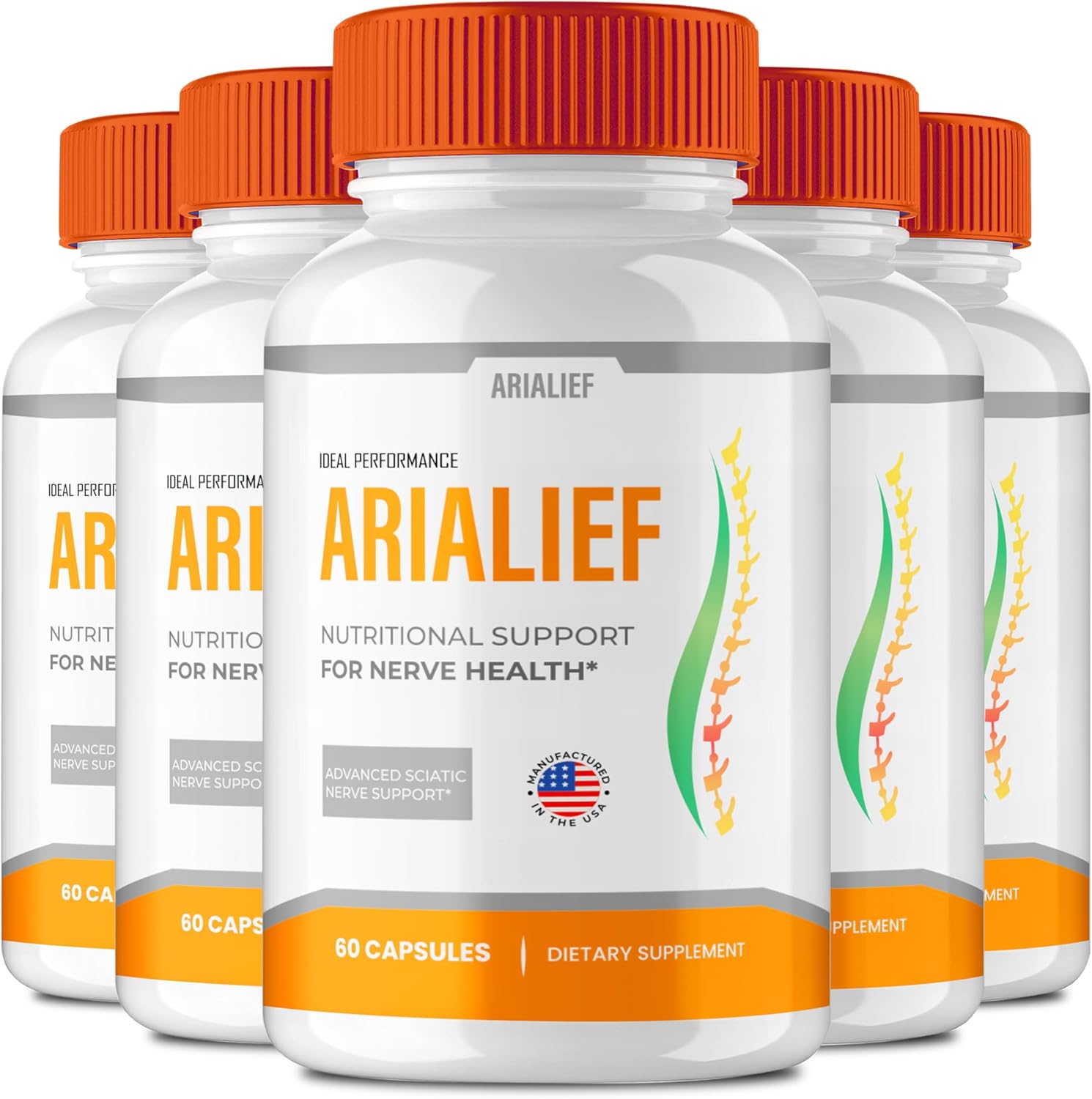Arialief Sciatica Relief Capsules - Nutritional Support for Nerve Health - Primepalm Supplement Pills - Vitamin Reviews (5 Pack)