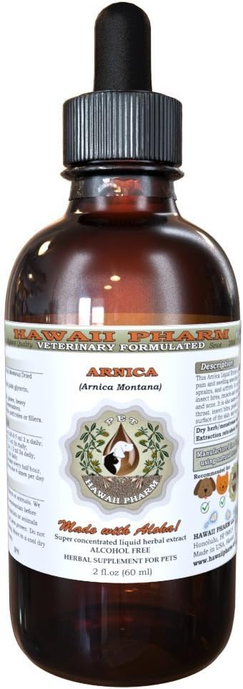 Arnica Liquid Extract for Pets - Hawaii Pharm Veterinary Natural Alcohol-Free Herbal Supplement 2 oz