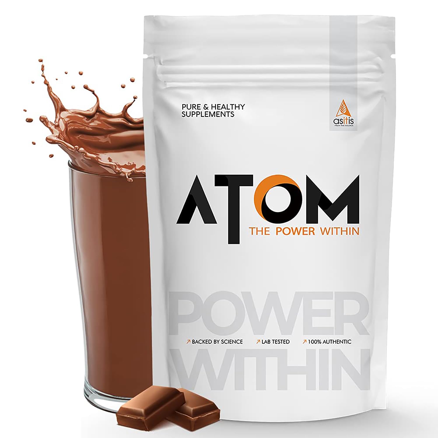 Asitis Nutrition Atom Whey Protein 2kg/70.5 Oz with Digestive Enzymes - Double Rich Chocolate Flavor, 27g Protein, 5.7g Bcaa - USA Labdoor Certified