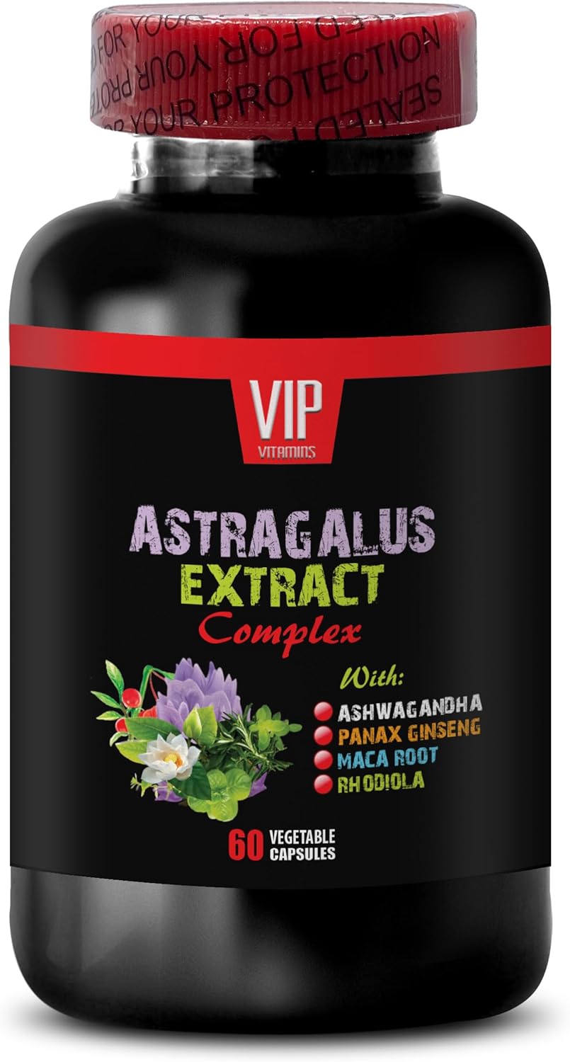 Astragalus Extract Complex with Ashwagandha, Panax Ginseng, Maca - Immune Support Supplement - 60 Capsules