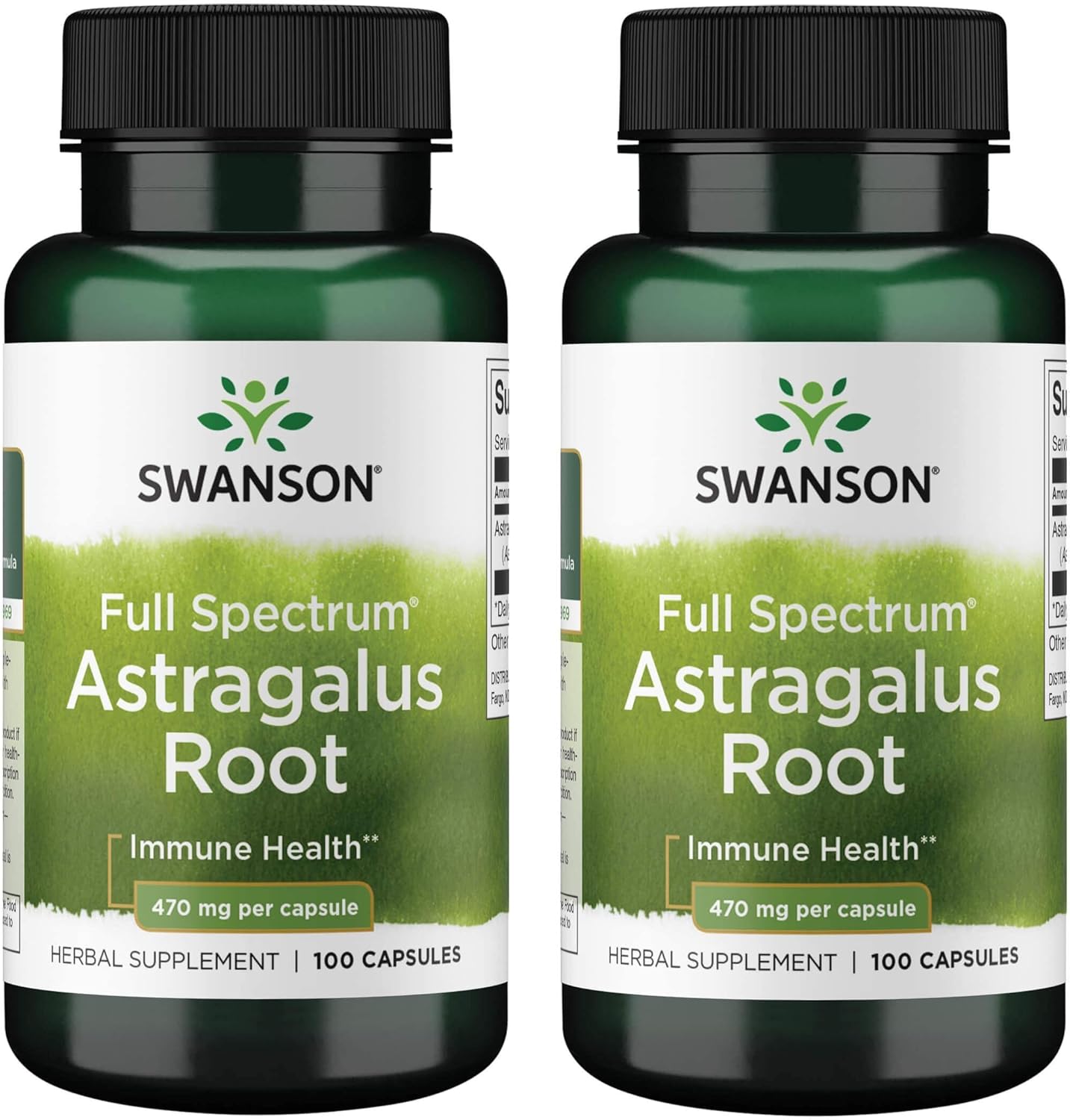 Astragalus Root Herbal Supplement for Immune, Heart, and Liver Health - 100 Capsules x 470mg - 2 Pack