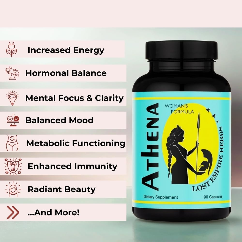 Athena Women's Herbal Blend Capsules with Dong Quai, Shatavari, Pine Pollen, Schisandra, Goji, Seabuckthorn, Longan | 90 Capsules - 30 Day Supply