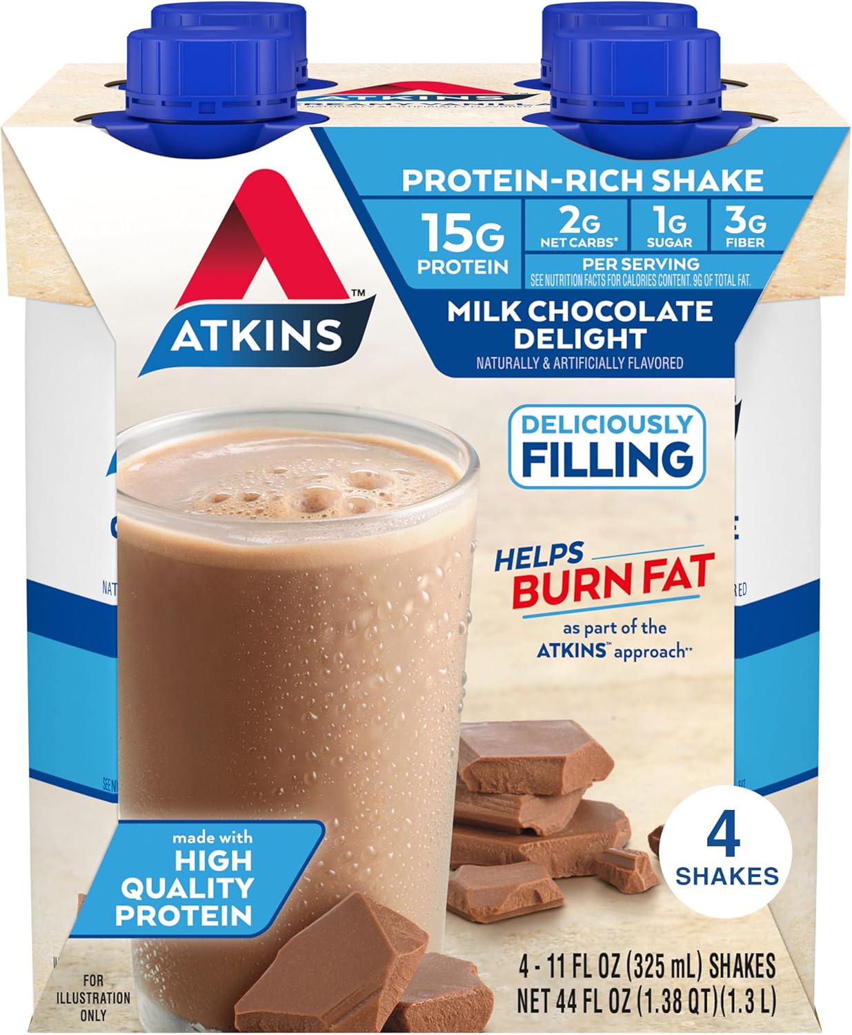 Atkins Advanced Milk Chocolate  Slimming Formula  Supplement, 44 oz - Effective Low Carb Solution for Healthy Weight Management