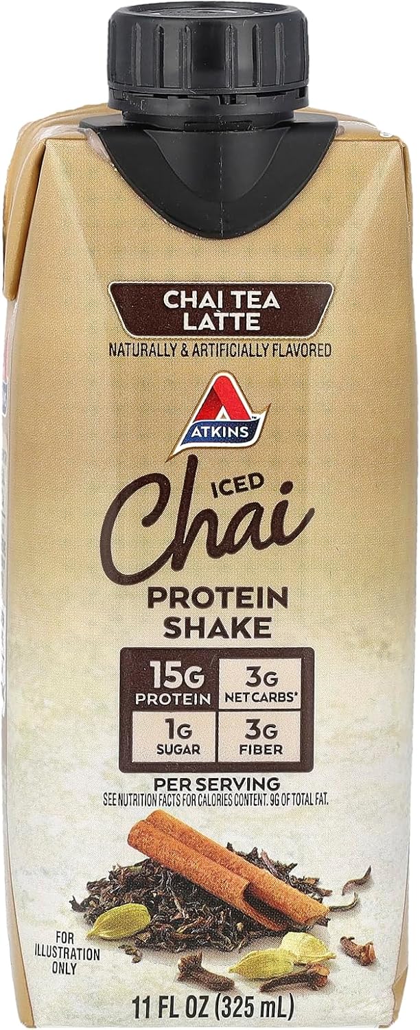 Atkins Iced Chai Tea Latte Protein Shake - Keto & Gluten Free (4 Pack)