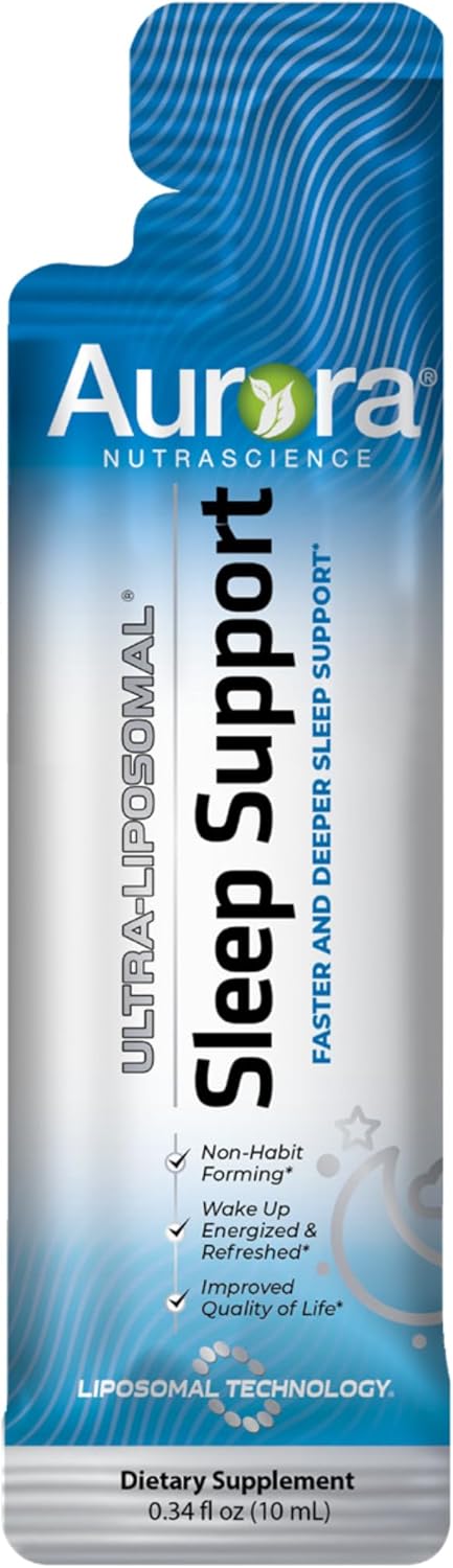 Aurora Nutrascience Ultra-Liposomal Sleep Support with Melatonin, L-Theanine, GABA & Calming Herbs - 10 Liquid Packets