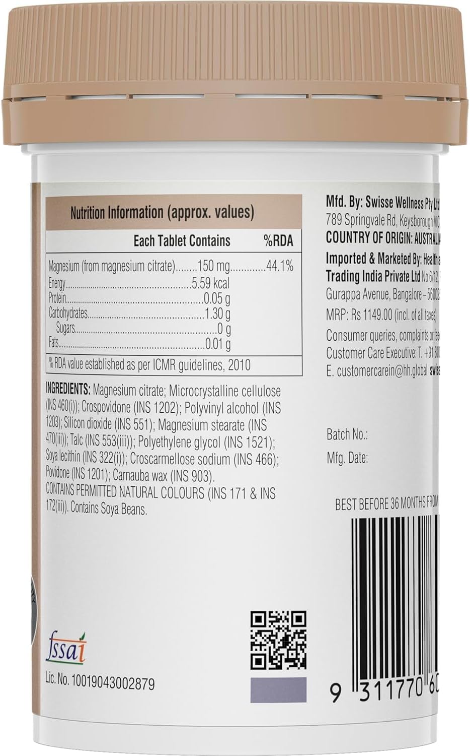 Australia's #1 Magnesium Supplement for Muscle Recovery, Sleep, and Stress Relief - 60 Tablets, Made in Australia - Promotes Relaxation and Calmness